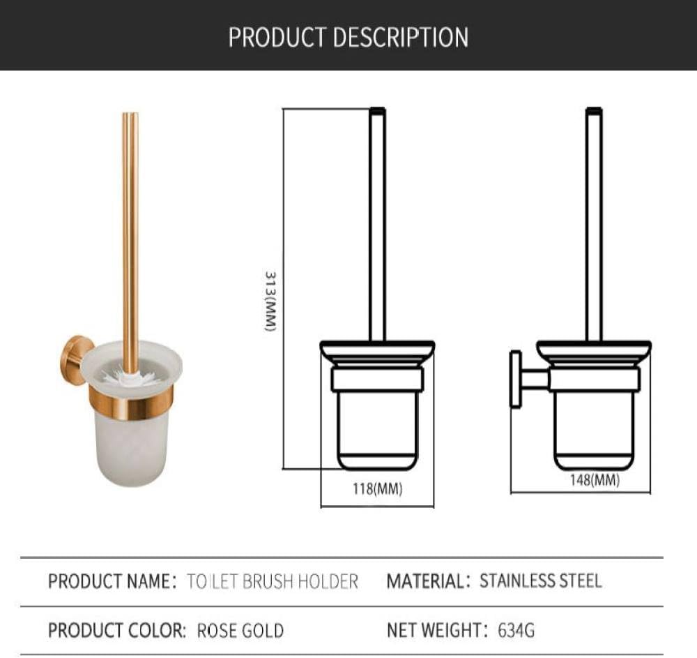 Brushed Rose Gold Bathroom Accessories Toilet Brush Paper Holder Towel Rail Rack Bar Hooks Toothbrush Holder Stainless Steel,Toilet Brush Holder