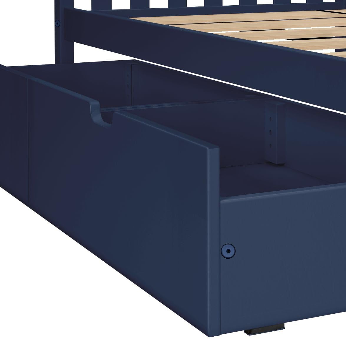 Max & Lily Full Bed, Bed Frame with Headboard For Kids with Storage Drawers, Slatted, Blue