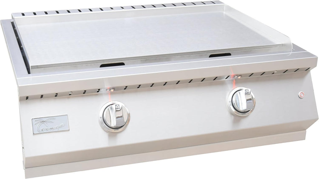 KoKoMo Grills 30 Inch Professional Outdoor Kitchen Teppanyaki Natural Gas Griddle | 304 Stainless Steel Flat Top Grill U-Shape Burners 36000 BTUs for Outdoor Cooking, BBQ and Patio Backyard