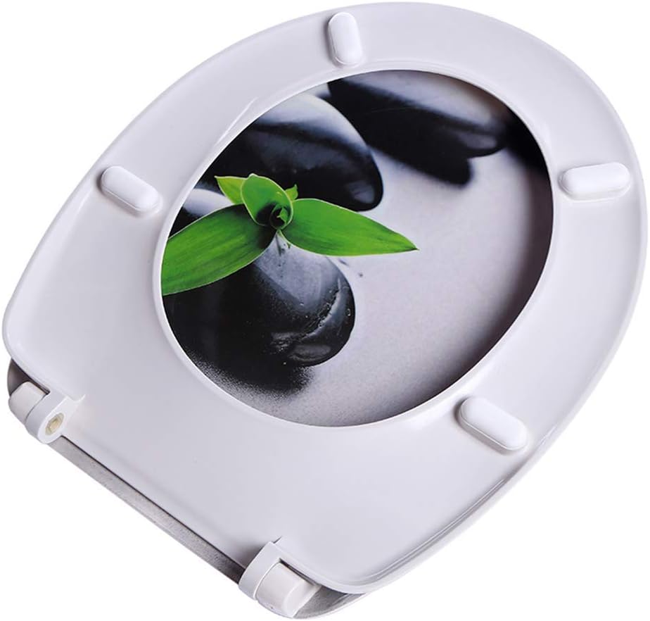 Soft Toilet Seat,Wide Choice of Beautiful Toilet Seats Easy Cleaningtoilet Lid Fit All Standard Round Toilet No Slam (I Bottom)