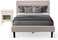 East West Furniture FN08F-1GA0C 2-Pc Fannin Bed Set with 1 Platform Bed and a Night Stand for Bedrooms - Reliable and Durable Manufacturing - Mist Beige Linen Fabric