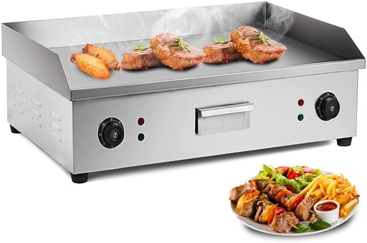 28' Electric Tabletop Flat Top Teppanyaki Grill, 4400W Stainless Steel Countertop Griddle for BBQ Teppanyaki Cooking, Adjustable Temperature from 50°c to 300°c
