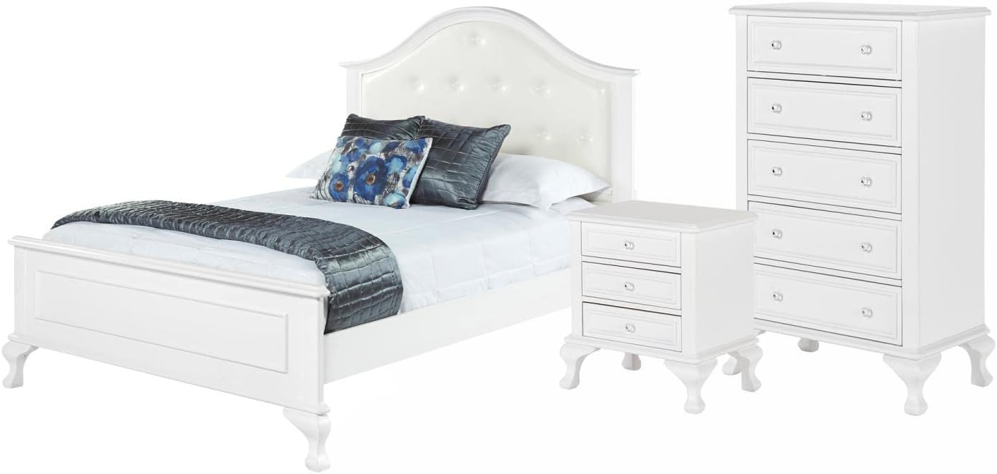 Picket House Furnishings Jenna 3 Piece Full Kids Bedroom Set in White