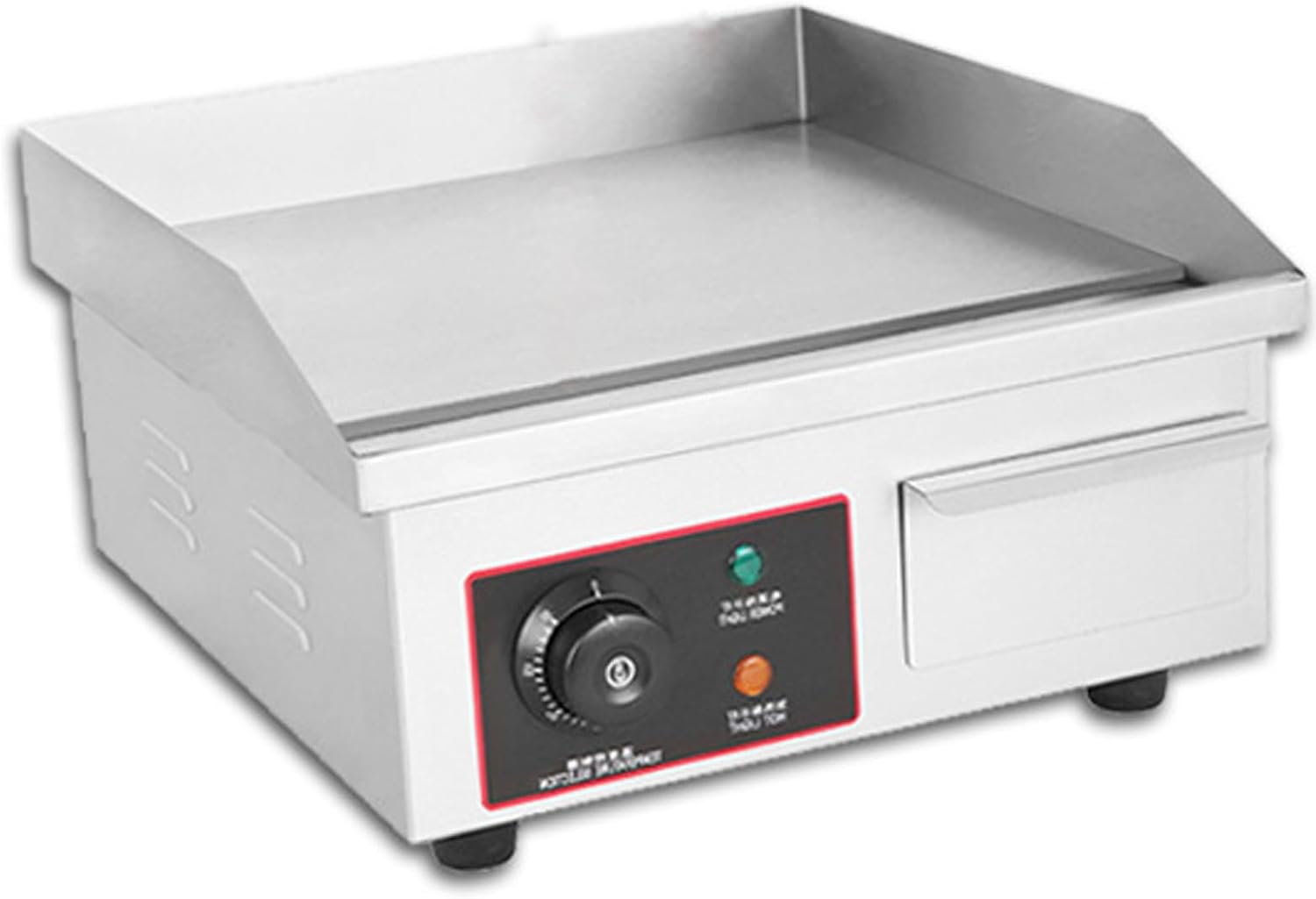 1500W Commercial Electric Countertop Griddle Stainless Steel Flat Top Grill Hot Plate BBQ Non-Stick Flat Large Countertop Griddle for Restaurant Steak Pancake Kitchen, 122°F-572°F
