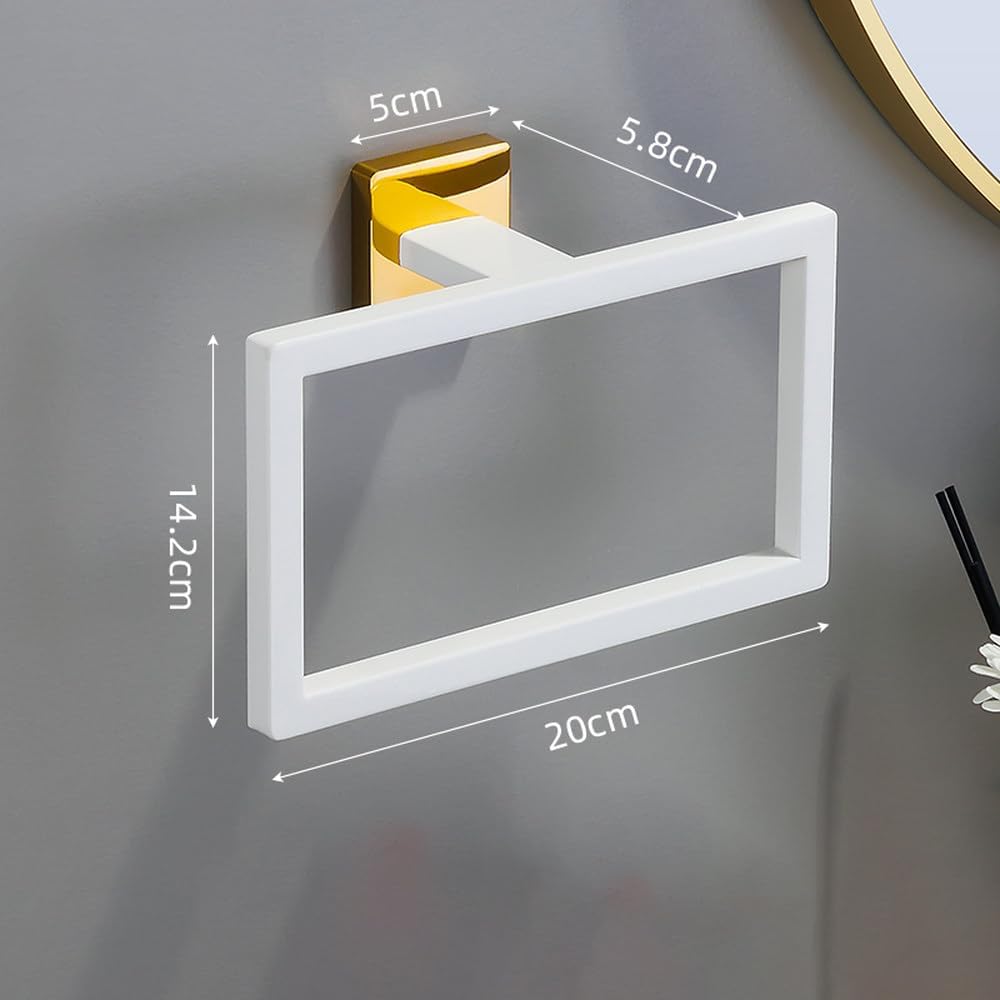 White Gold Bathroom Hardware Set Accessories Stainless Steel Towel Rack Toilet Paper Holder Hook Bathroom Shelf Organizer Set,4pcs Set A