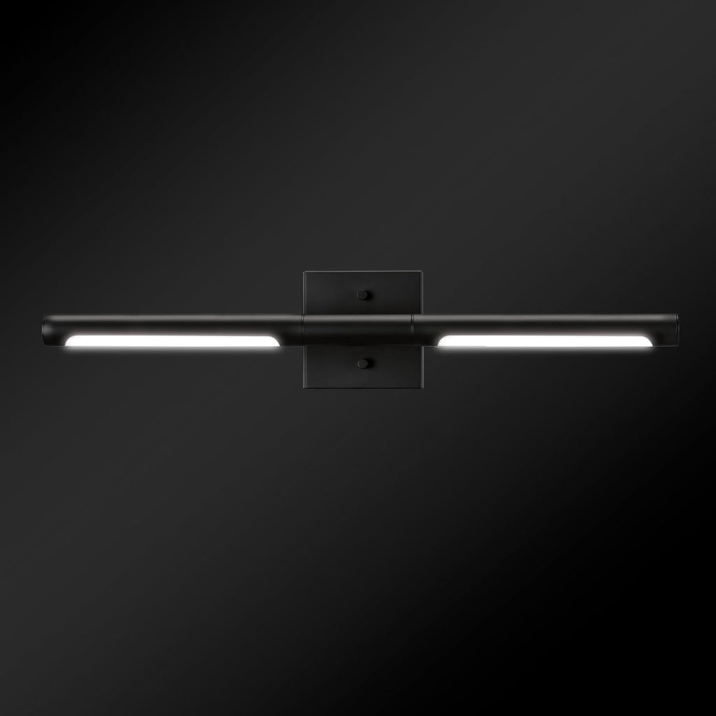 Globe Electric 63000203 5-Piece All-in-One Bathroom Set, 2-Light LED Vanity Light, Matte Black, 1200 Lumen, Towel Bar, Robe Hook, Toilet Paper Holder, Towel Ring, Bathroom Lights Over Mirror