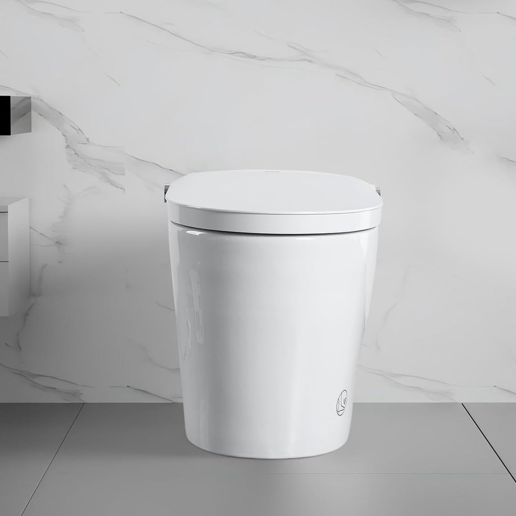 Wekuku Smart Toilet With Bidet One Piece, Auto Flush, Heated Seat, Bubble Wash, Warm Water Dry, Remote Control, Adjustable Temp, White (1 Seat)