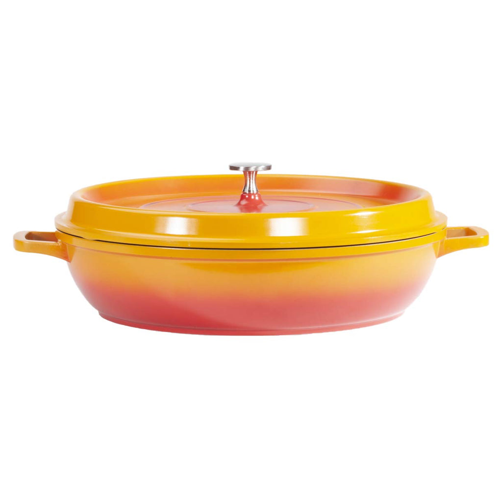 G.E.T. CA-008-O/BK Heiss Lightweight Cast Aluminum Braiser Pan/Casserole Dish, 4.5 Quart, Orange