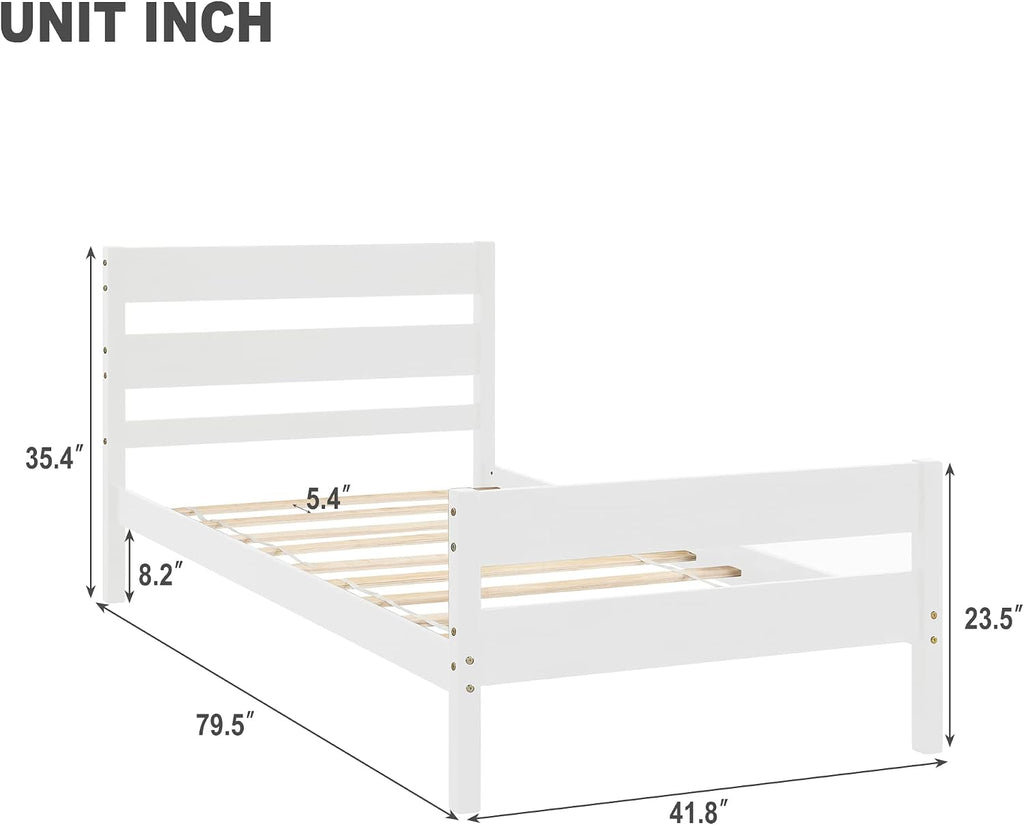 Bellemave Twin Bed Frames for Kids, Wooden Twin Platform Bed for Boys, Girls, Teens, Kids Twin Bed, White Twin Bed Frame, White
