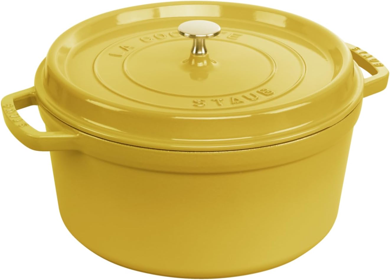 STAUB Enamelled Cast Iron Casserole Dish with Lid, Suitable for All Heat Sources Including Induction, 4 People, Round, 24 cm, 3.70 L, 4.7 kg, Lemon