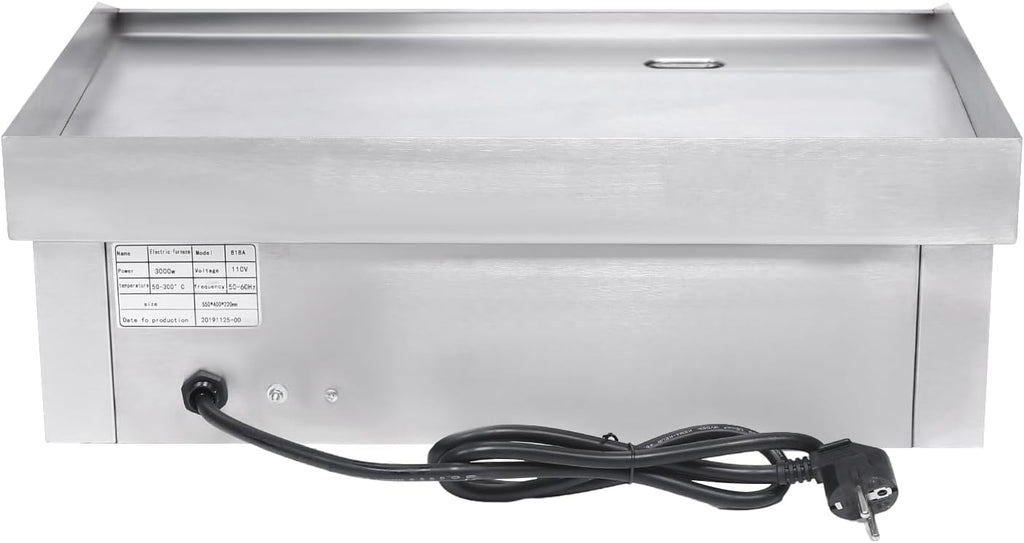Commercial Electric Griddle 22' 3000W Flat Top Griddle Grill Teppanyaki Grill Non-Stick Countertop BBQ Grill Adjustable Temp Control for Pancake Chicken Steak
