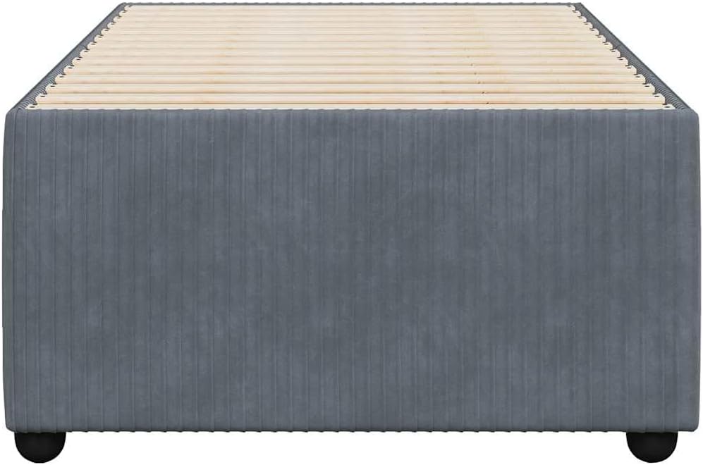 Dark Gray Velvet Twin Bed Frame with Plywood and Engineered Wood Construction, Modern Upholstered Platform Bed for Minimalist Bedrooms, Breathable Fabric and Sturdy Design