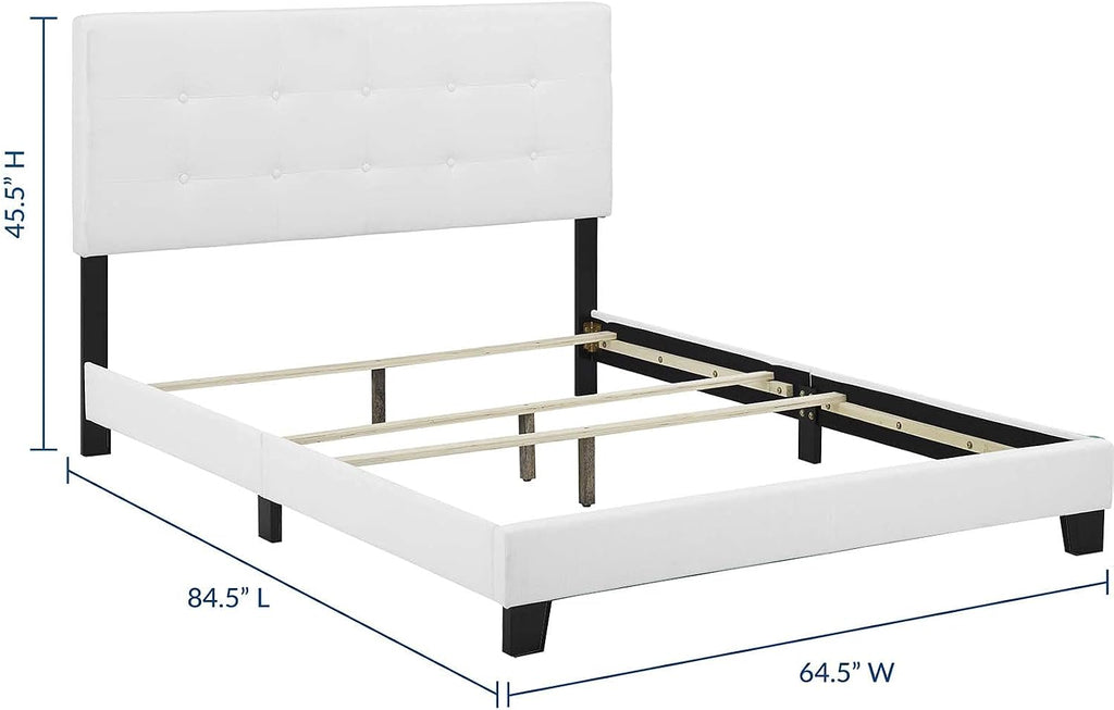 Modway Amira Tufted Fabric Upholstered Queen Bed Frame With Headboard In White