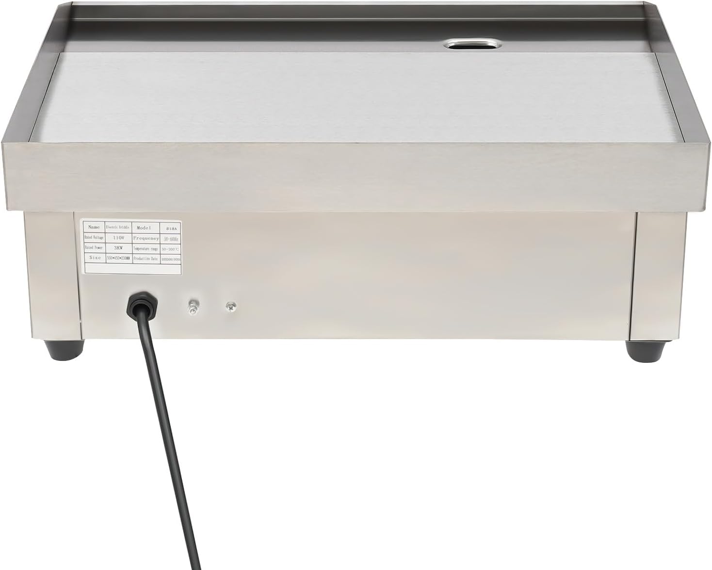 Teppanyaki, 3000W Electric Griddle Cooktop Countertop Commercial Flat Top Grill Griddles BBQ Plate Grill Thermostatic Control Stainless Steel Restaurant Large Grill for Kitchen, 22, silver