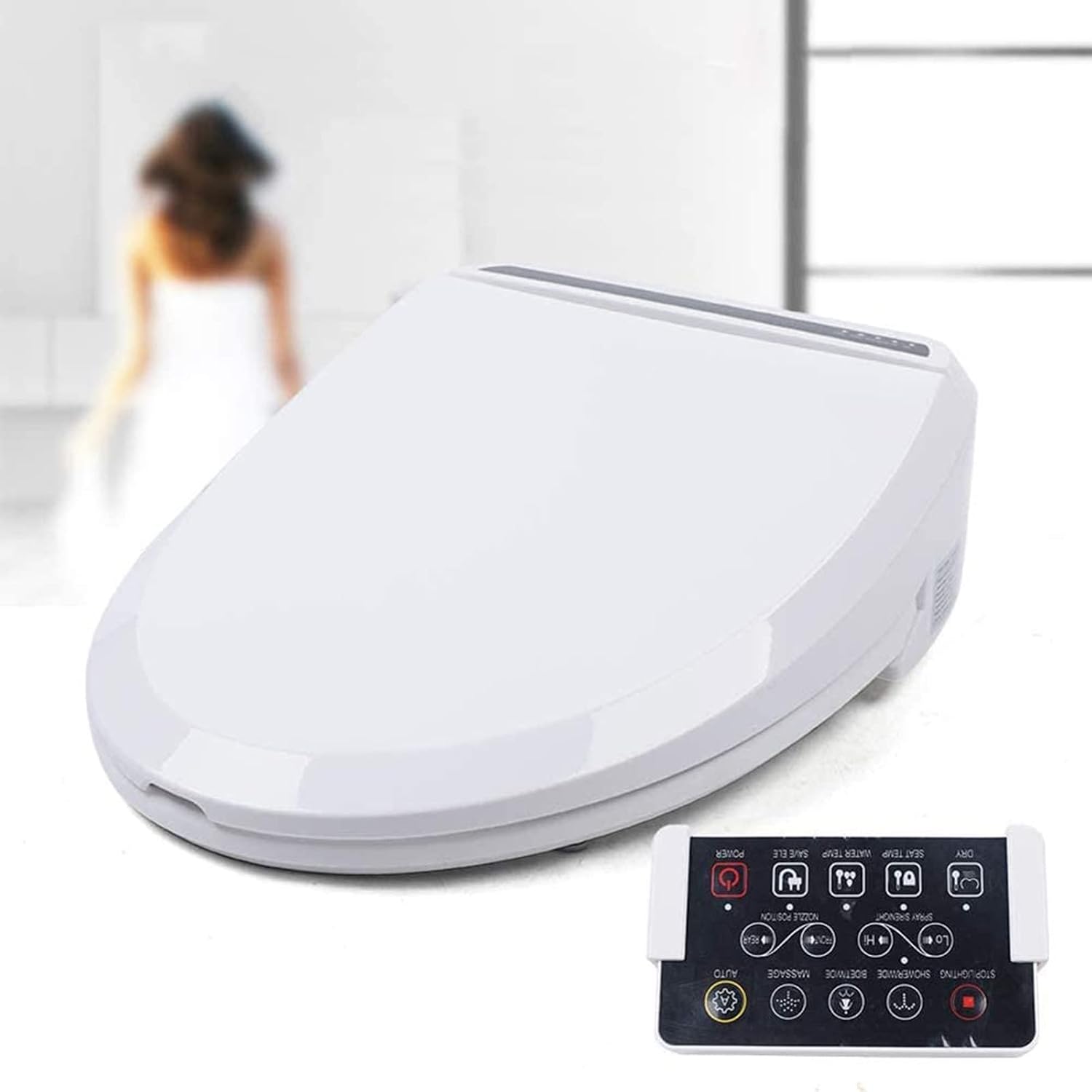 Toilet seat soft close toilet seat Electronic Toilet Seat, Heated Seat Intelligent Toilet Seat, Automatic Bidet Bathroom Toilet Seat Cleaning Massage, Remote Control, Relieve Constipation And Save To