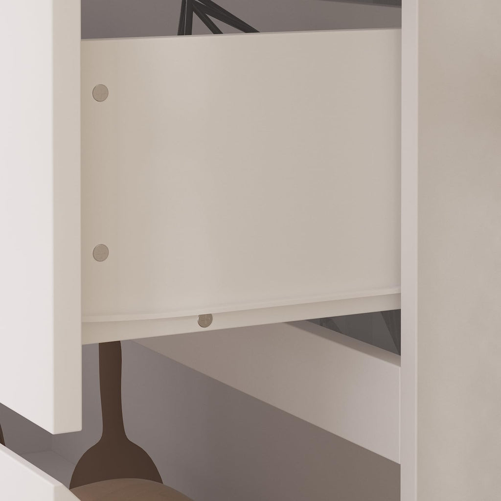 Nightstand with 3 Drawers, Modern Bedroom End Table with No Handle, Wooden Bedside Storage Cabinet, White 30.3' W x 32.3' H
