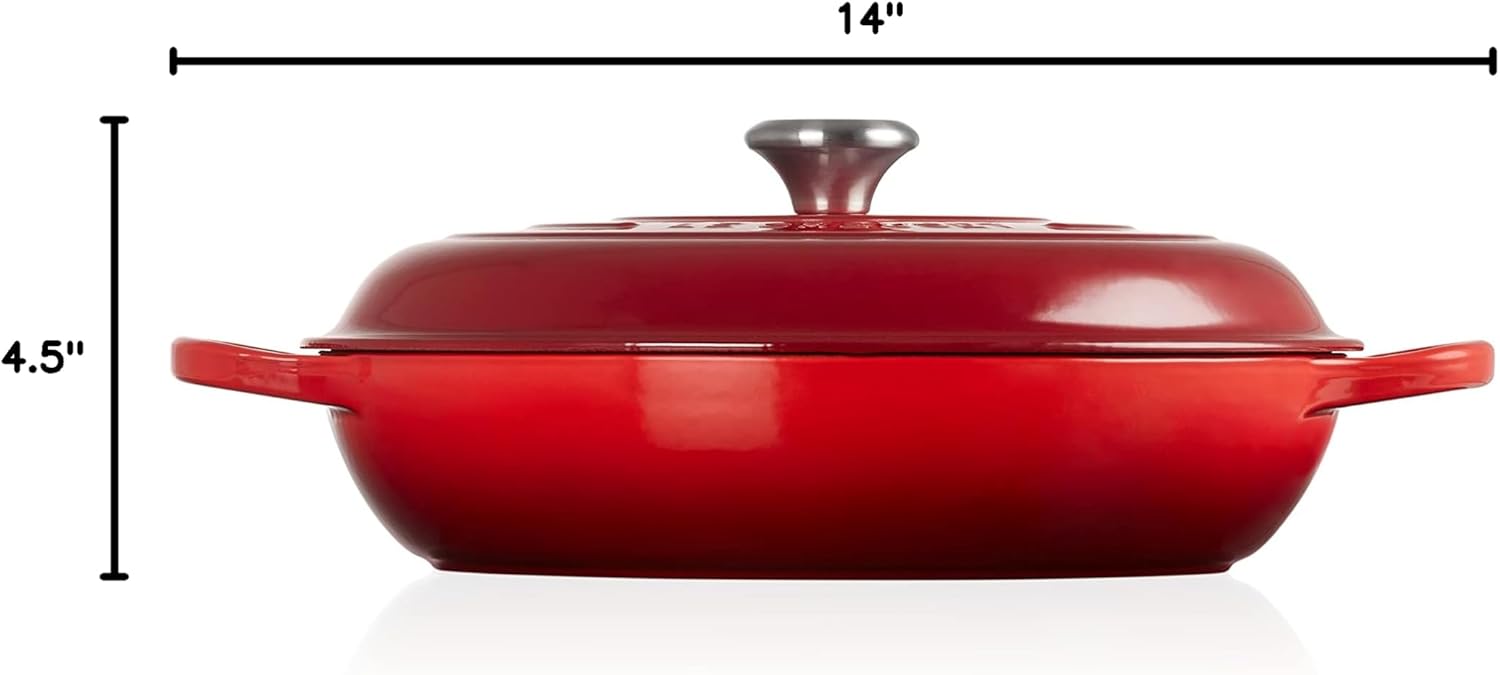 Le Creuset Enameled Cast Iron Signature Braiser, 5 qt, Cerise