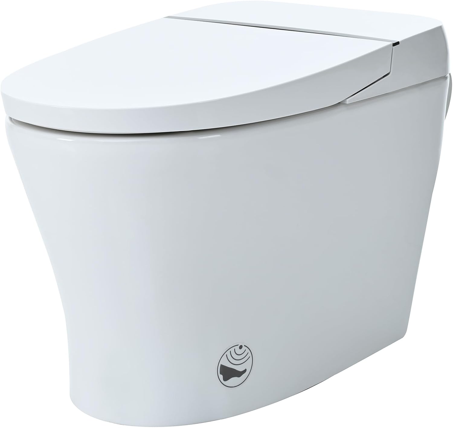 Merax Heated Seat Smart Toilet, Upmarket Compact Dual Flush, 1/1.28 GPF, Tankless, Adjustable Temp, Foot Sensor Flush, White Night Light, Knob Control, Power Out, White, Plastic, Glossy Finish