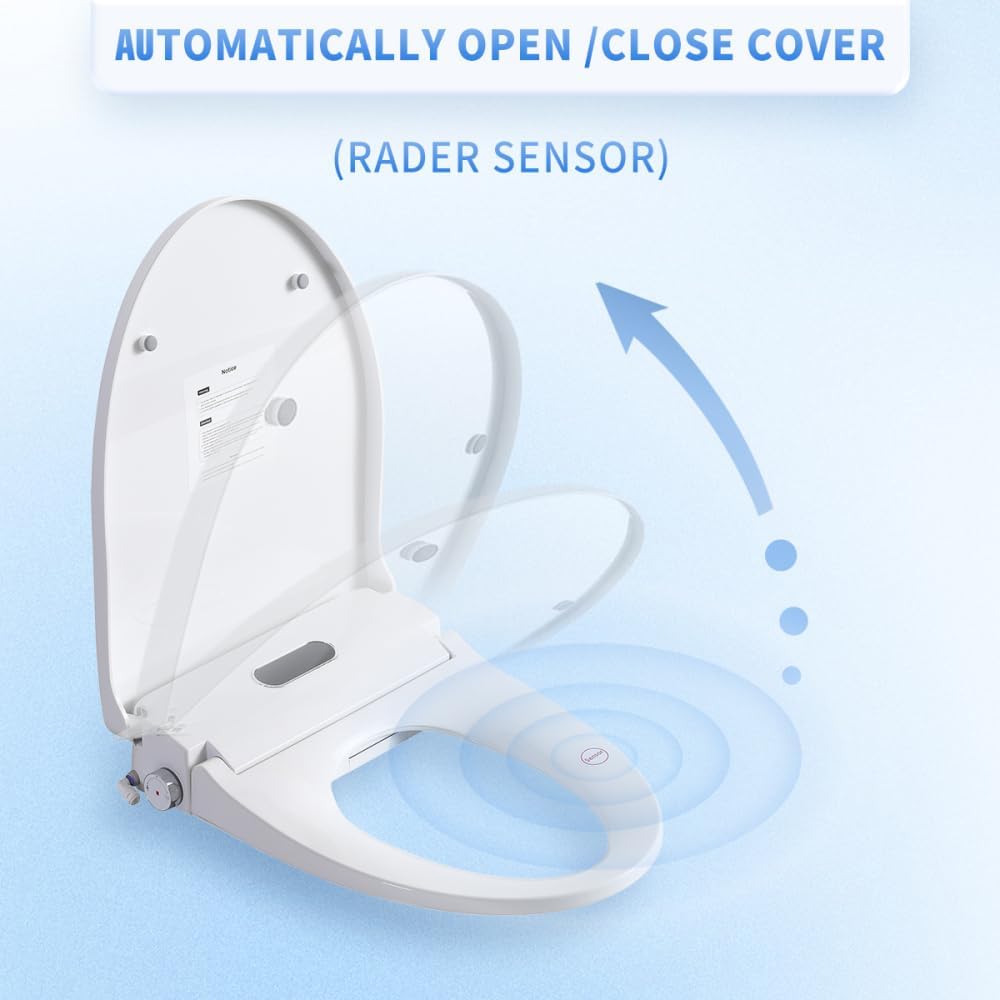 Electric Bidet Toilet Seat - Auto Open/Close Lid & Automatic Nozzle Cleaning, Side Knob, Heated Seat, Water Temp/Pressure Adjustment, Only Seat (S51G)