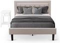 East West Furniture FN08F-1DE05 2-Pc Fannin Bedroom Furniture Set with 1 Full Bed and a Night Stand - Mist Beige Linen Fabric