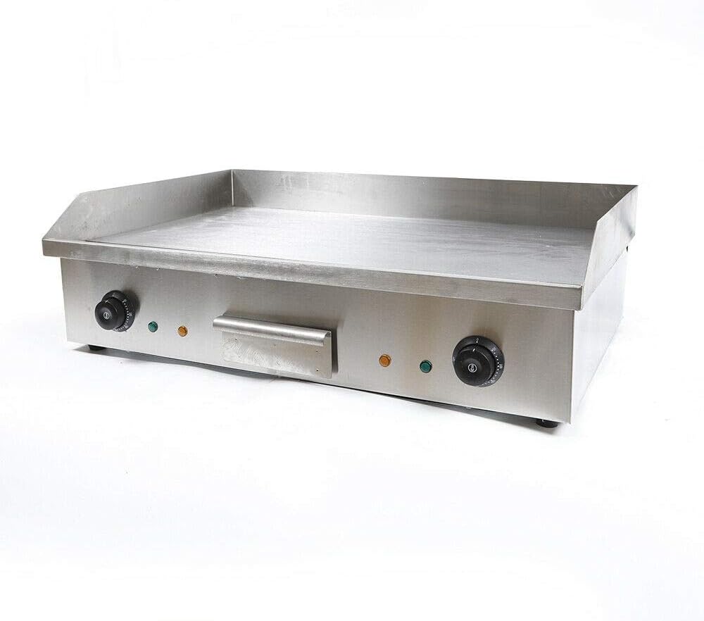 Double Control Electric Griddle Cooktop,72.7x40cm/28.6x15.8Inch 4400W Commercial Flat Top Nonstick Home Bbq Hot Plat Electric Countertop Grill Griddle for Restaurant Grill BBQ Machine