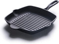 Cast Iron Square Grill Pan Square Skillet/Fat-Free Fryer for Gas, Induction & Electric Hobs Fry Steak BBQ Frying Griddle Pan,Black Frying Pan