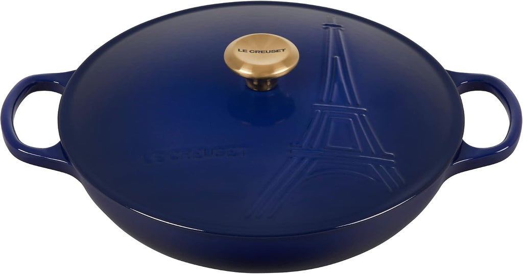 Le Creuset Eiffel Tower Collection Enameled Cast Iron Signature Braiser with Lid, 3.5 qt., Indigo