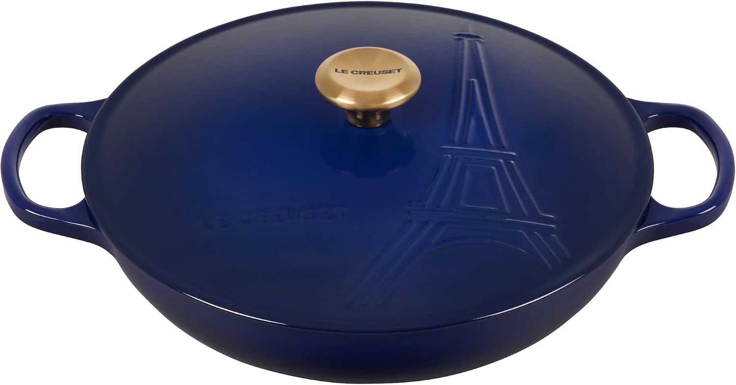 Le Creuset Eiffel Tower Collection Enameled Cast Iron Signature Braiser with Lid, 3.5 qt., Indigo