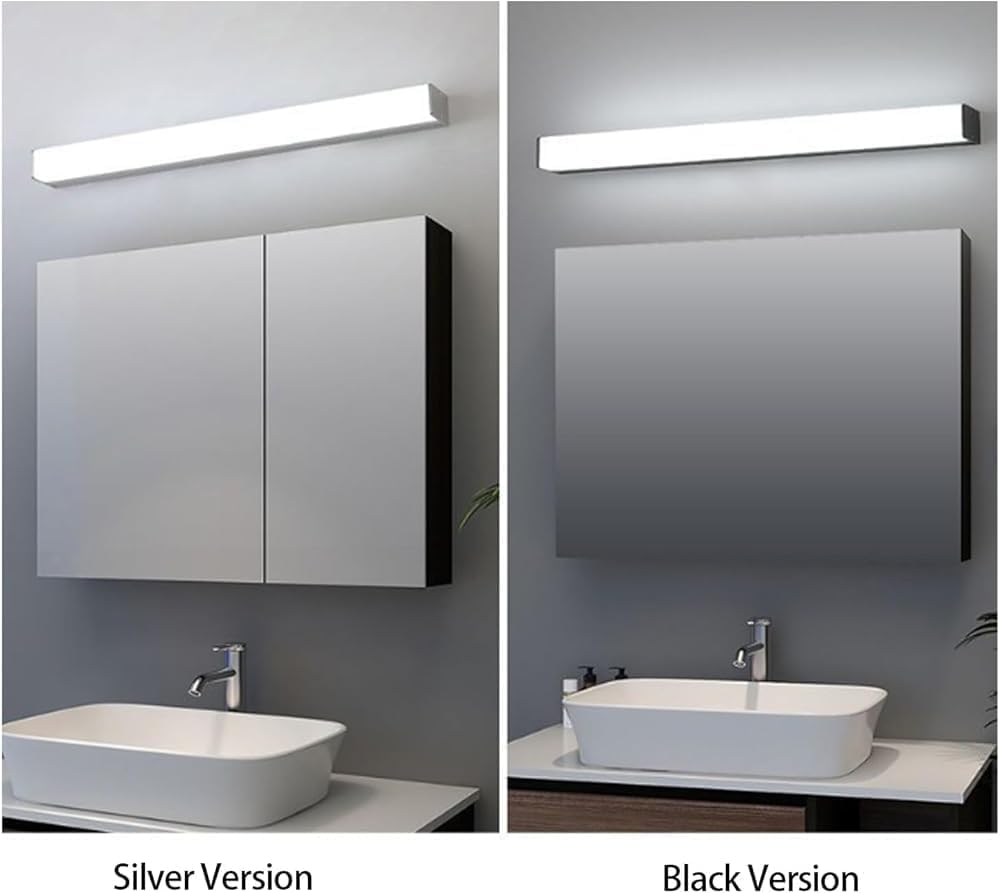 LED Waterproof Wall Sconce - Minimalist Rectangular Mirror Lamp for Bedroom, Living Room, Office - Aluminum Indoor Lighting (Silver, 70cm)