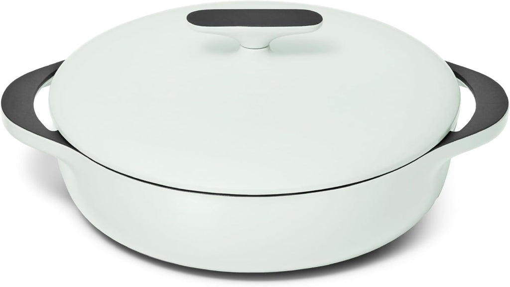 Caraway Enameled Cast Iron Braiser - 3.5 qt Braiser Pan - 3 Layer Enamel Coating - No Seasoning Required - Compatible With All Stovetops - Oven Safe - Free From Forever Chemicals - Light Mist