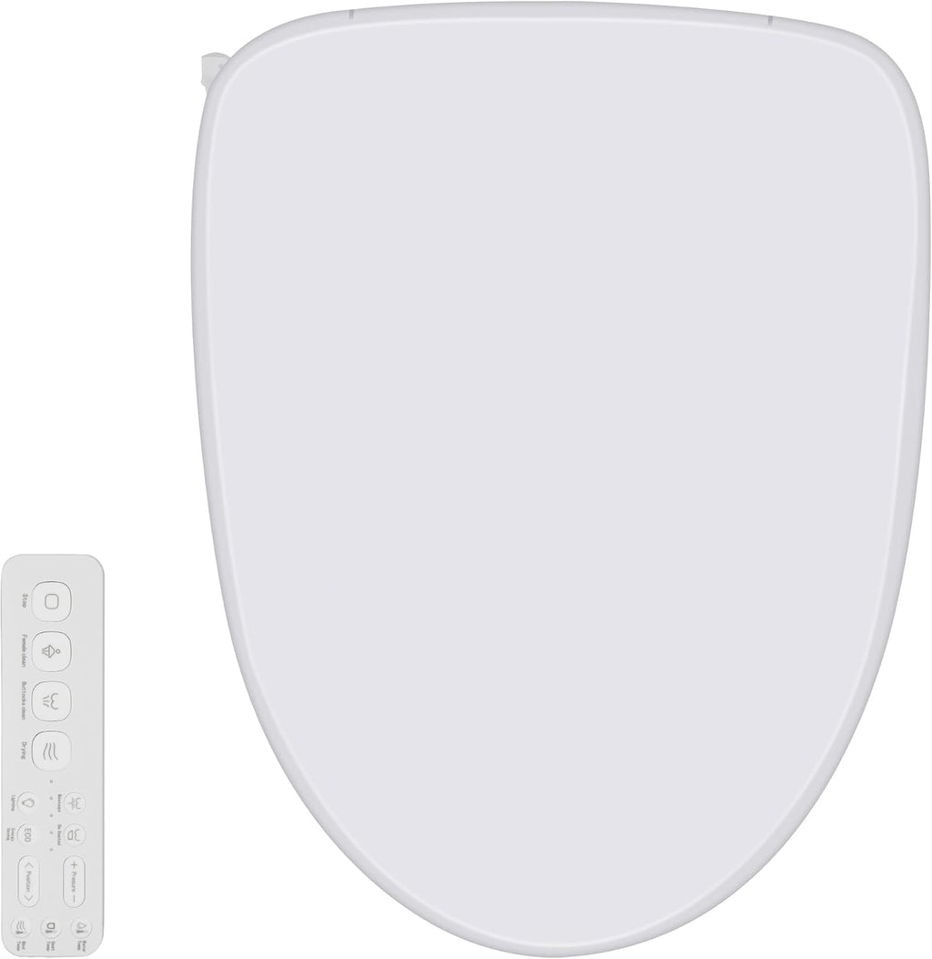 Smart Electronic Bidet Toilet Seat - Elongated White, Heated Seat with 3 Temp Modes, Warm Water Cleansing (Rear/Feminine Wash), Self-Cleaning Nozzle, Slow Close Lid, Quiet Operation