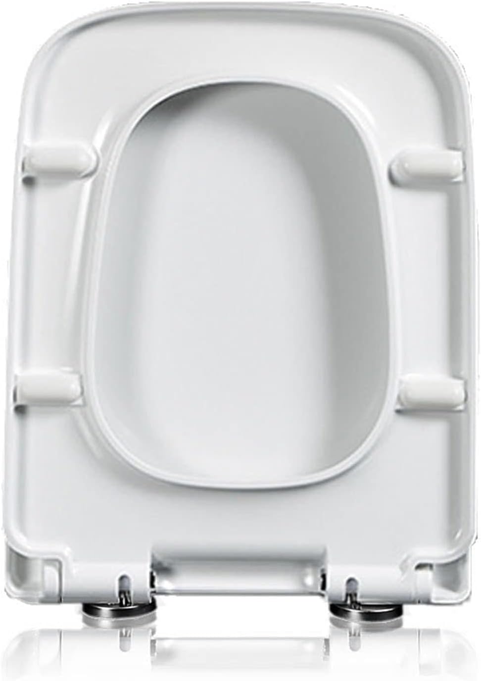 Toilet Seat White Toilet Seat 45X35.5Cm Rounded Square Toilet Seat with Quick-Release Stainless Steel Hinges for Easy to Install Also Easy to Clean, Soft Close Toilet Seat, Pp