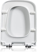 Toilet Seat White Toilet Seat 45X35.5Cm Rounded Square Toilet Seat with Quick-Release Stainless Steel Hinges for Easy to Install Also Easy to Clean, Soft Close Toilet Seat, Pp