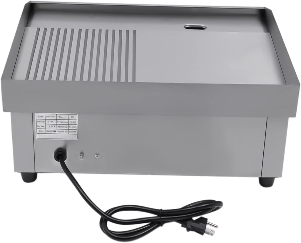Commercial Electric Griddle 110V, 22' Stainless Steel Flat Top Grill with Dual Zone (Grooved/Flat), Adjustable Temp 122°F-572°F for Restaurant, Diner & Home Kitchen