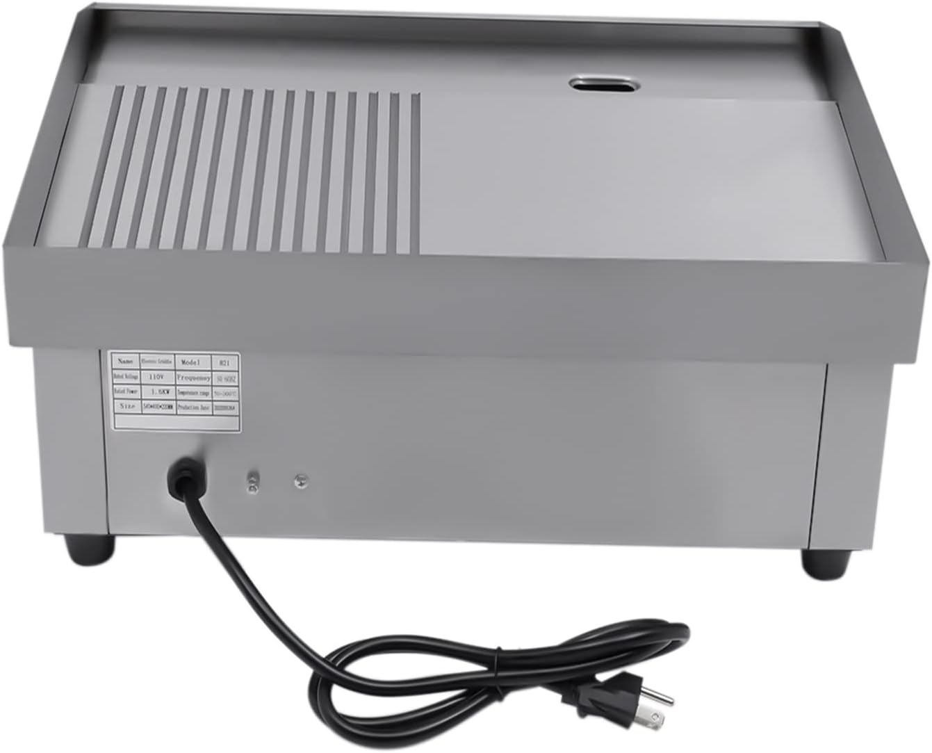 Commercial Electric Griddle 110V, 22' Stainless Steel Flat Top Grill with Dual Zone (Grooved/Flat), Adjustable Temp 122°F-572°F for Restaurant, Diner & Home Kitchen