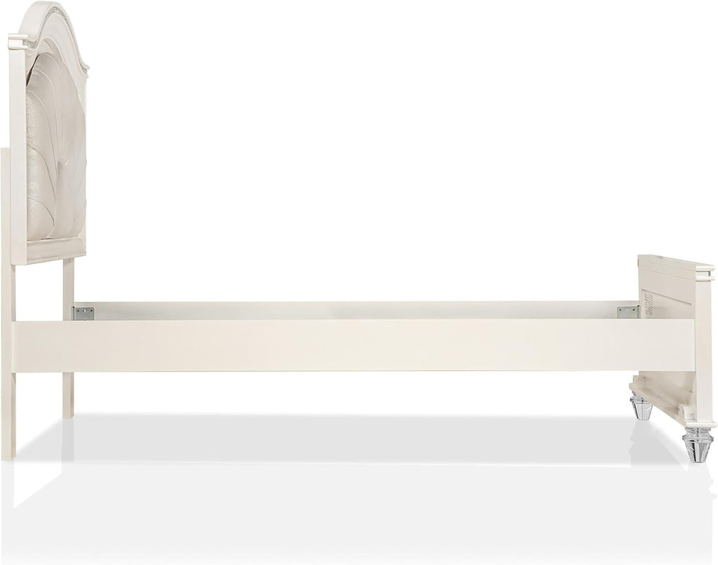 Furniture of America FOA Devado Contemporary 3-Piece White Wood Bedroom Set - Twin + 2 Nightstands