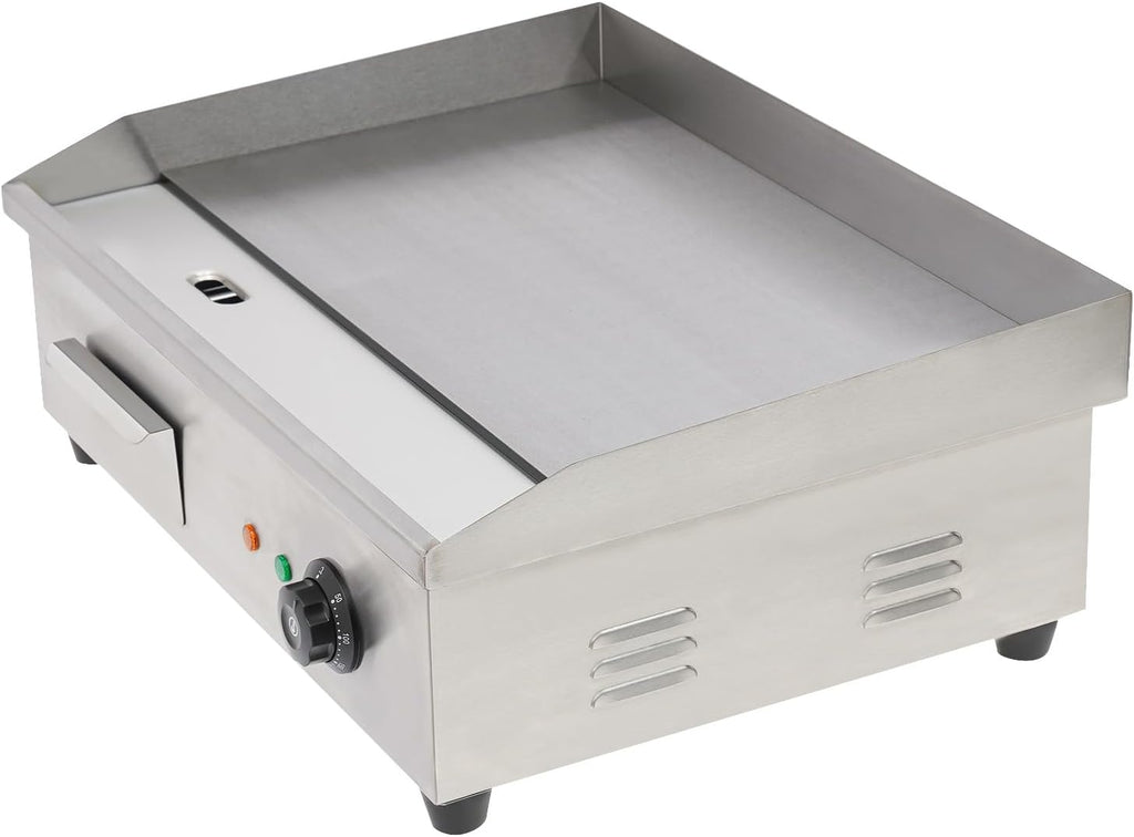 Electric Flat Top Griddle, 21.5 * 13.7in Commercial Countertop Griddle Meat Steak Griddle with 0.31in Thick Cooking Plate for Processing Food, 50-300°C Adjustable, Without Plug