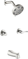 2 Handle Shower Faucet Set with Tub Spout Bathtub Shower Faucet Combo Set Shower System Complete Tub and Shower Trim Kit Wall Mounted Shower Fixtures Brushed Nickel