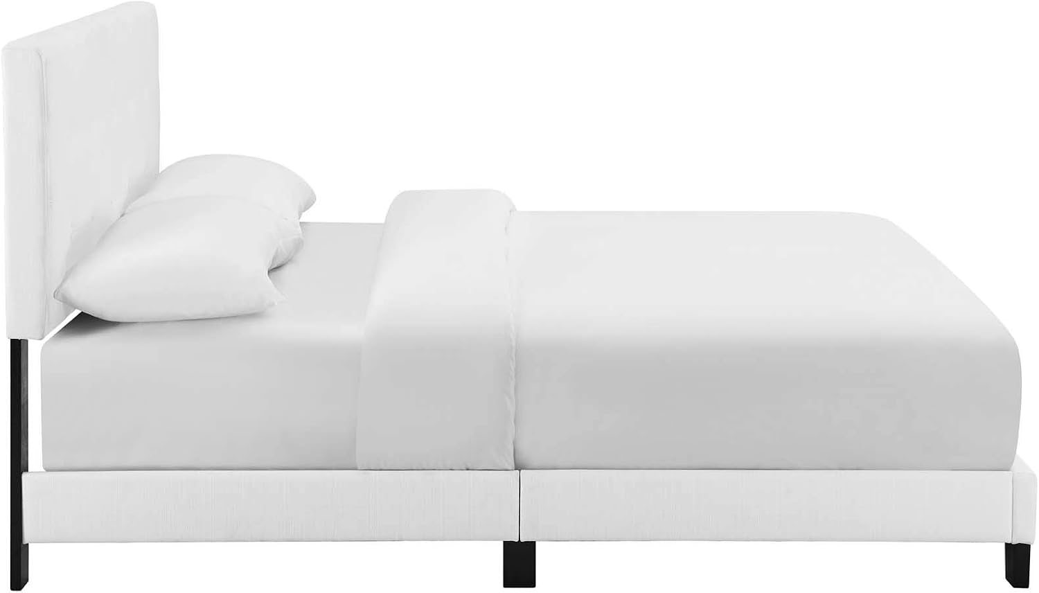 Modway Amira Tufted Fabric Upholstered Queen Bed Frame With Headboard In White