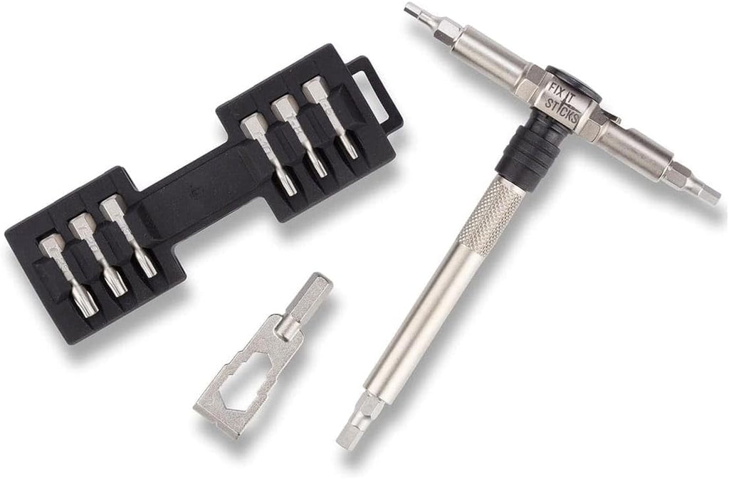Fix It Sticks Ratcheting Multi-Tool - EDC Set with Ratcheting Locking Hex T-Way Wrench, Mini Pry Bar and 15 Bits Included