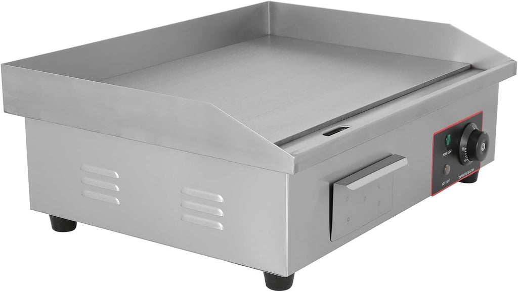 Topteng 22' Commercial Electric Griddle, Commercial Griddle Electric Flat Top Griddle Stainless Steel Countertop Griddle Grill 3000W with Drip Hole, 50-300℃ Griddle for Restaurants Home