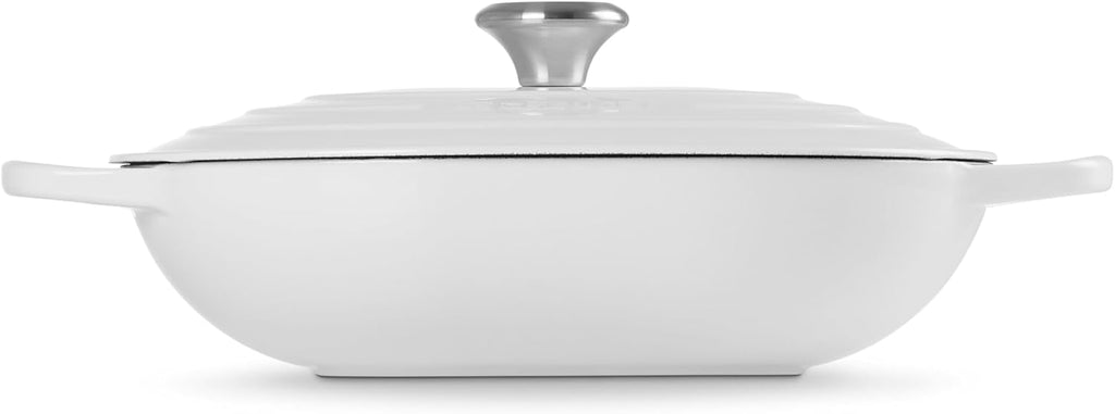 Le Creuset Enameled Cast Iron Signature Oval Casserole with Lid, 3.75 Quart, White