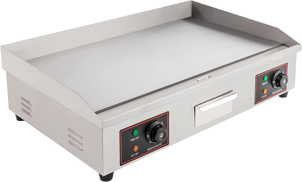 Electric Countertop Flat Top Griddle, 3000W Electric Flat Top Grill, Stainless Steel Commercial Griddle with Adjustable Temperature Control & Dual Annular Heating Tubes for Home Restaurant