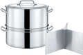 For Extra Large Outdoor Stainless Steel Stock Pot Steamer and Braiser Combo, 24QT