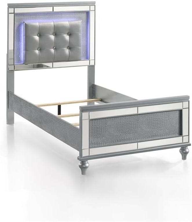 New Classic Furniture Valentino Wood Twin Bed, Silver