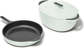 Caraway 4-Piece Enameled Cast Iron Duo - 12' Skillet, 8.5 qt Dutch Oven with Lid and Storage Organizer - Non-Toxic 3-Layer Enamel Coating - No Seasoning Required - Light Mist