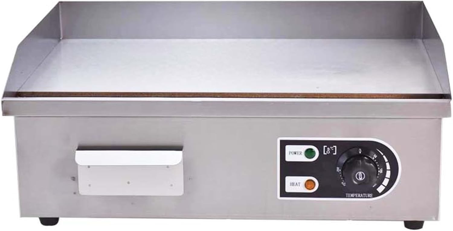 Commercial Electric Griddle 22'' Flat Top Grill Countertop Griddle 1500W Stainless Steel Grill Large Electric Griddles for Restaurant Kitchen