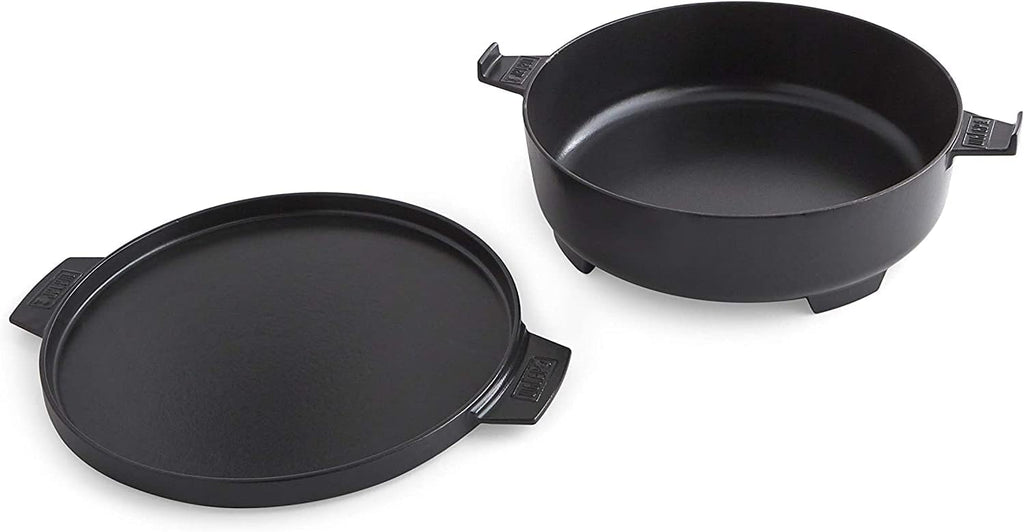 Weber Duo Dutch Oven, 7.25 Qt – Multi-Purpose Porcelain‑Enameled Cast‑Iron Dutch Oven & Flat‑Top Griddle-Style Lid