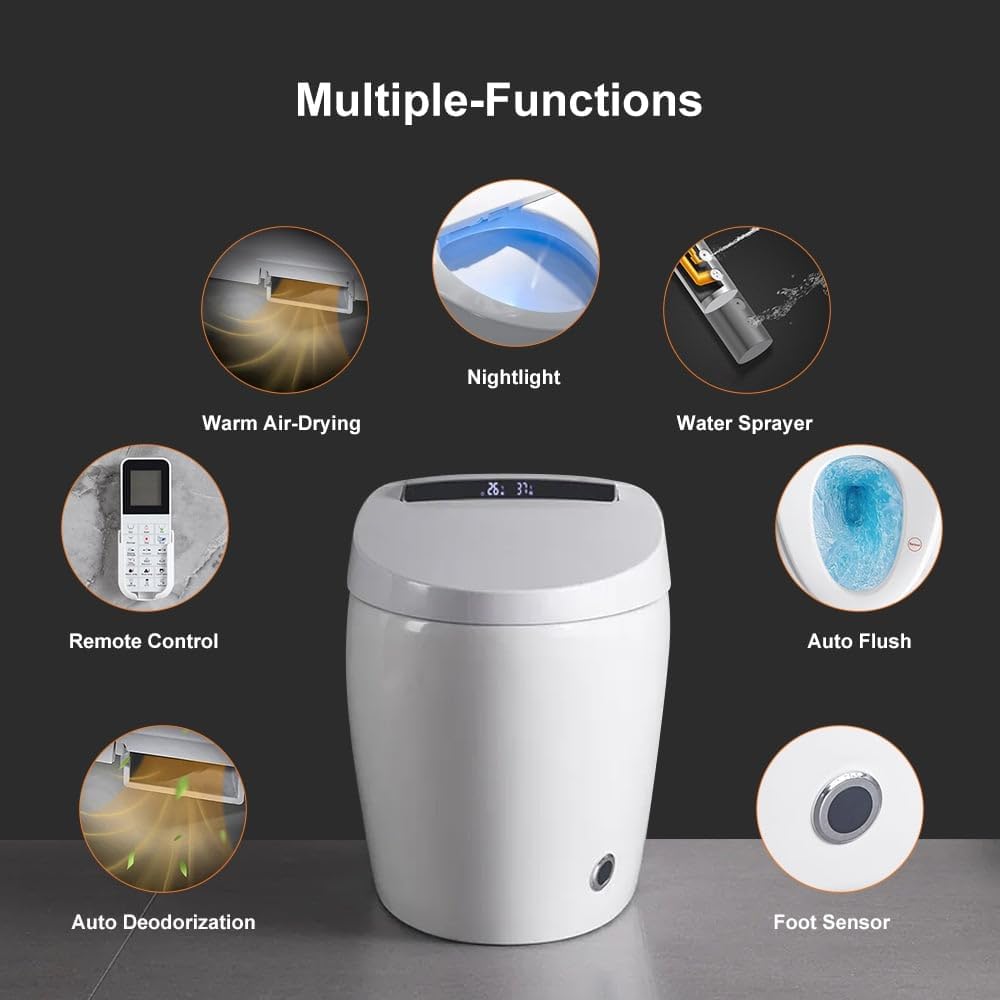 Modern Smart One-Piece 1.28 GPF Floor Mount Elongated Automatic Toilet & Bidet with Seat
