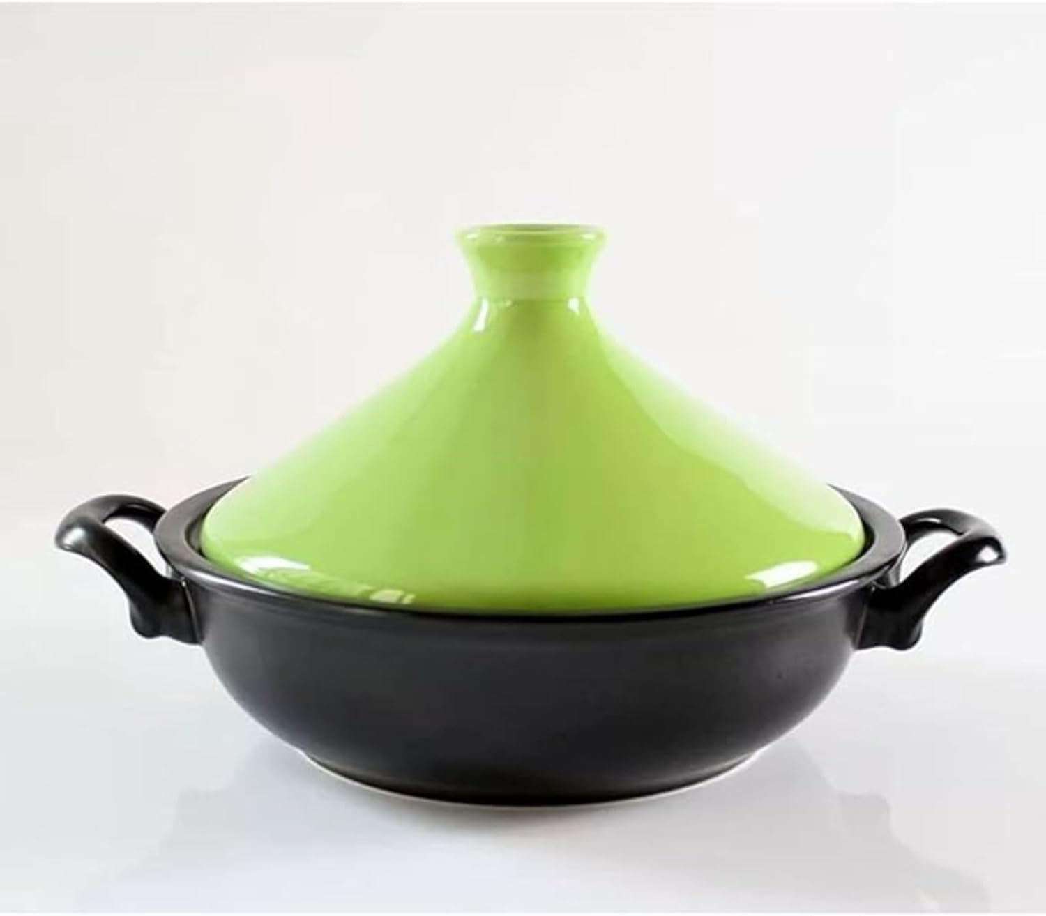 Ceramic Tagine Pot Moroccan for Cooking Steamer Braiser Pan Healthy Saucepan Earthen Pot with Two Ears (Green)